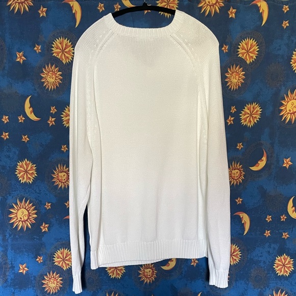 Lands End men’s cotton white v neck sweater - Picture 2 of 8